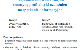 Spotkanie informacyjne - profilaktyka uzależnień